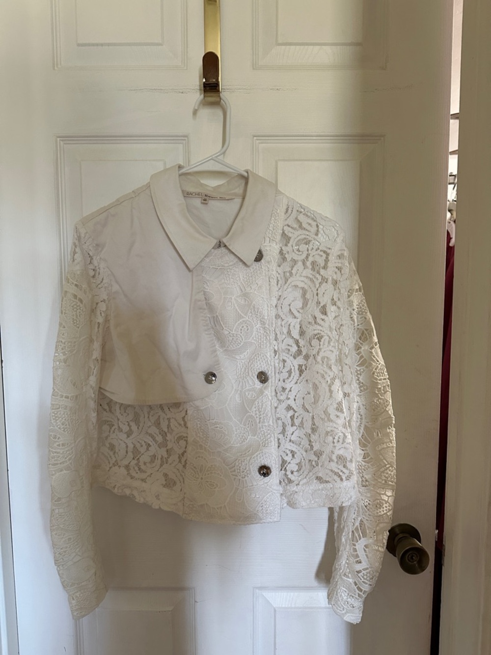 RACHEL Rachel Roy White Lace Cropped Blazer Jacket